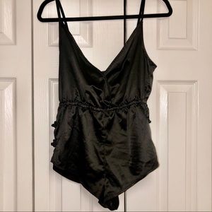 NEVER WORN Forever 21 Black Satin sleeping romper